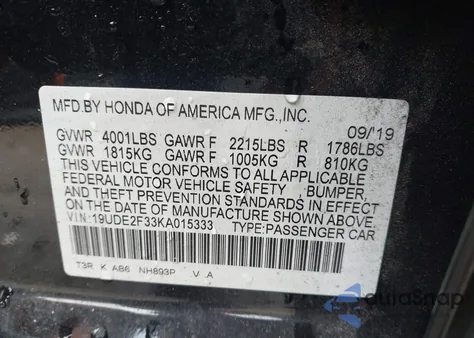 2019 Acura Ilx Standard z USA, uszkodzony, nr VIN 19UDE2F33KA015333